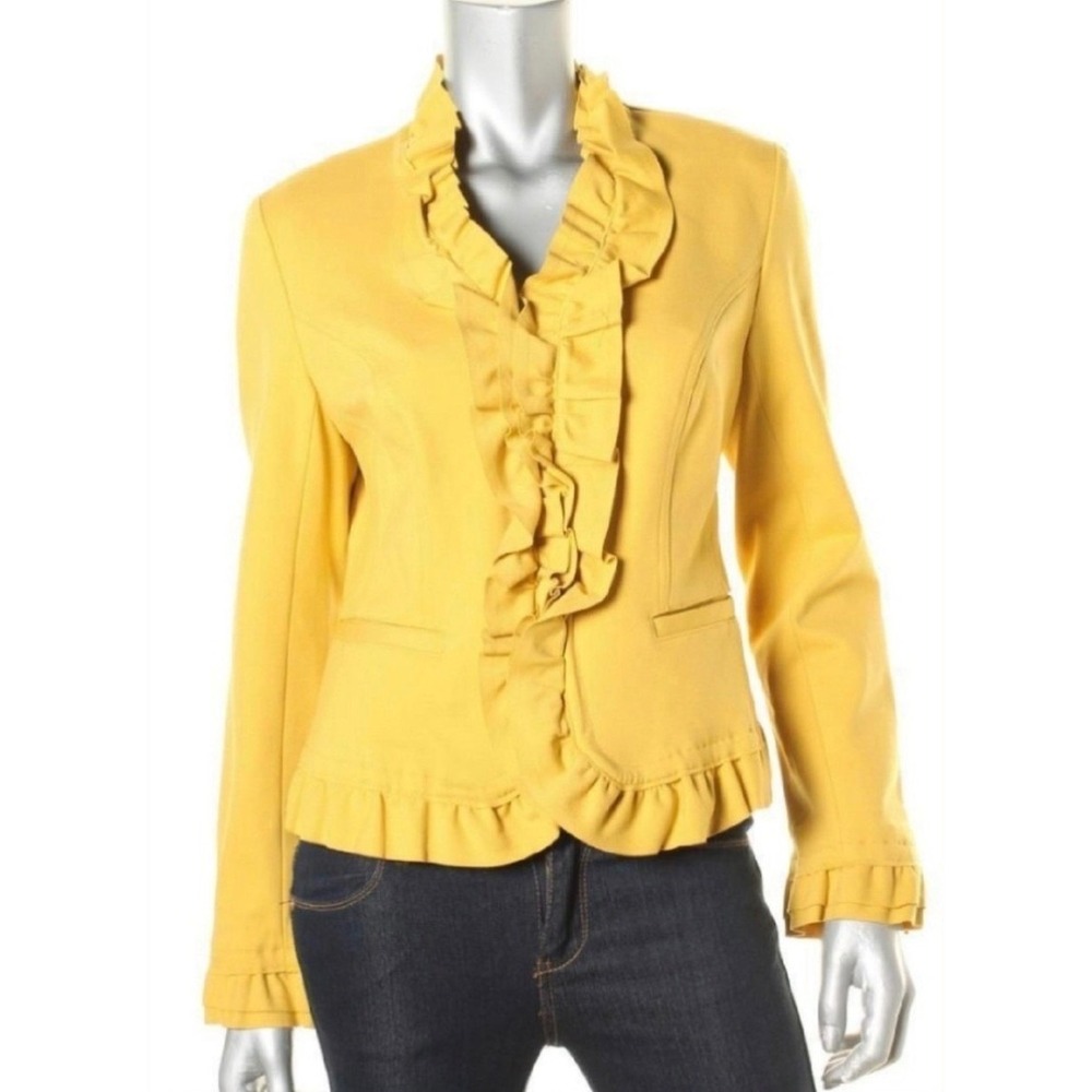 INC International Concepts Radiance Ruffled Jacket Roman Gold Zippered Size L